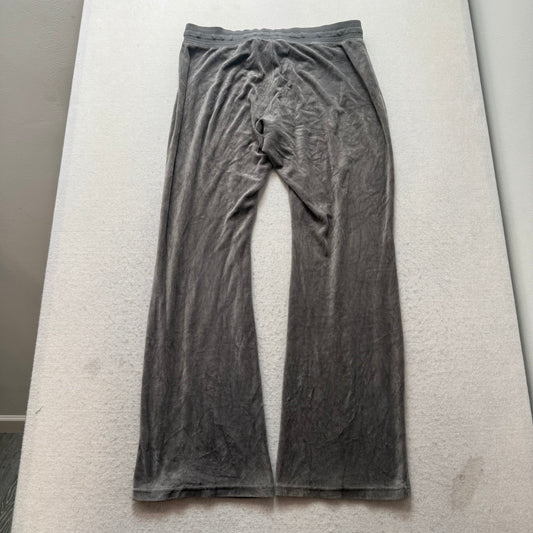 Vintage Juicy Couture Women's Gray Velour Wide Leg Flared Track Pants Y2K Size L