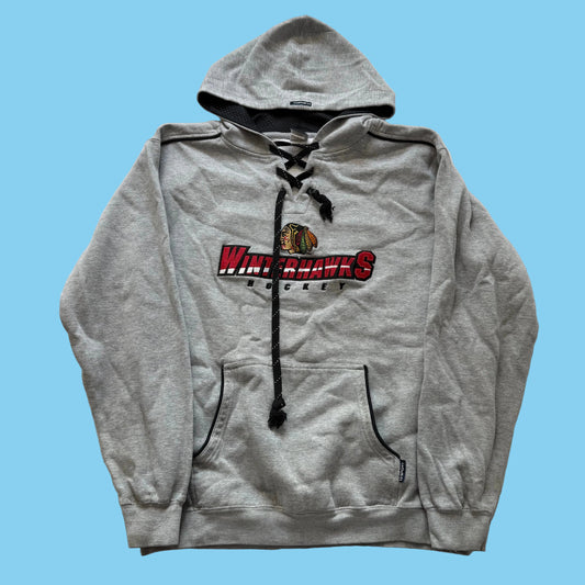 CI Sport Portland Winterhawks Hockey Men's Gray Fleece Pullover Hoodie Size XL