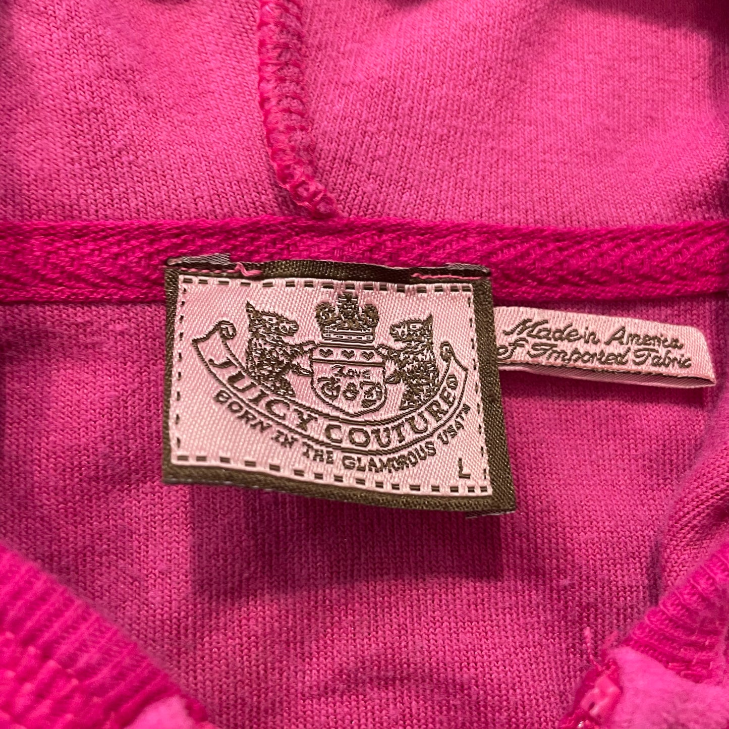 Vintage Juicy Couture Women's Hot Pink Velour Tracksuit Set Hoodie & Pant Size L