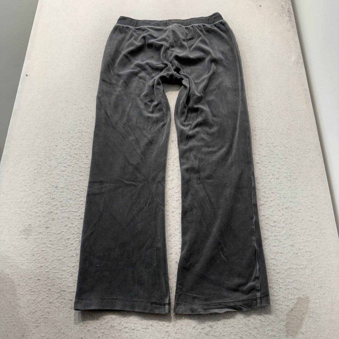 Vintage Juicy Couture Women's Dark Grey Velour Flared Leg Track Pants Size S