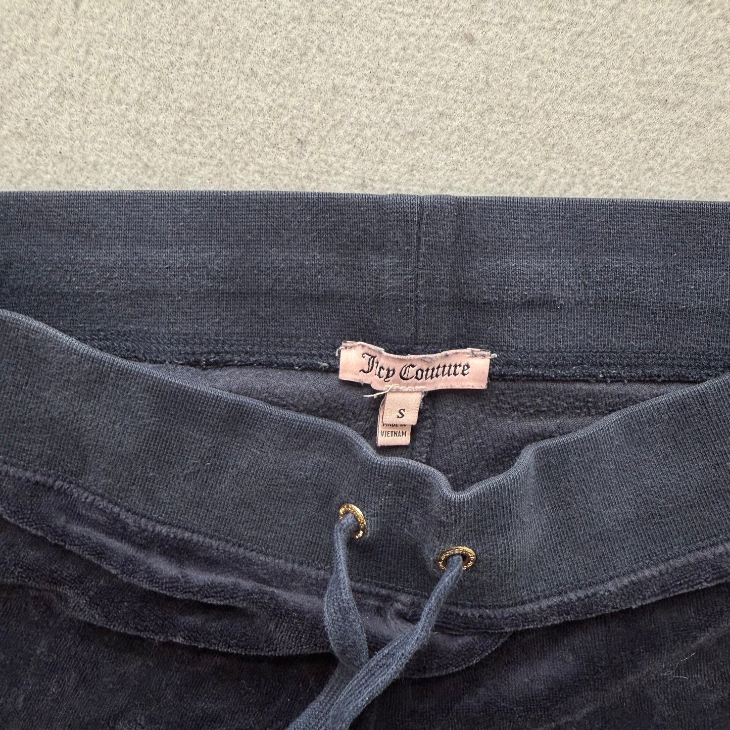 Juicy Couture Women's Navy Velour Flared Track Pant Drawstring Loungewear Size S