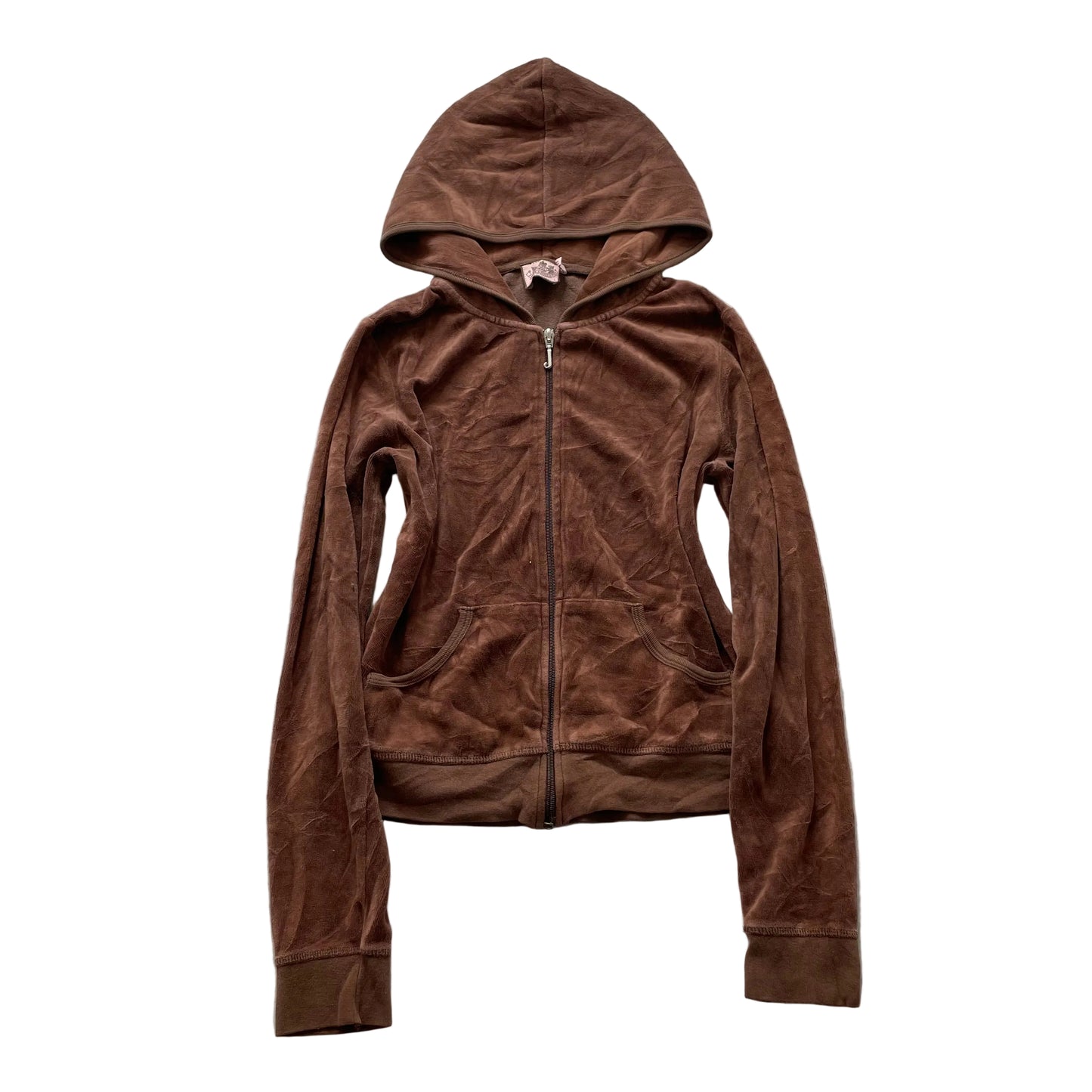 Vintage Juicy Couture Women's Brown Velour Full Zip Hoodie Loungewear Size L