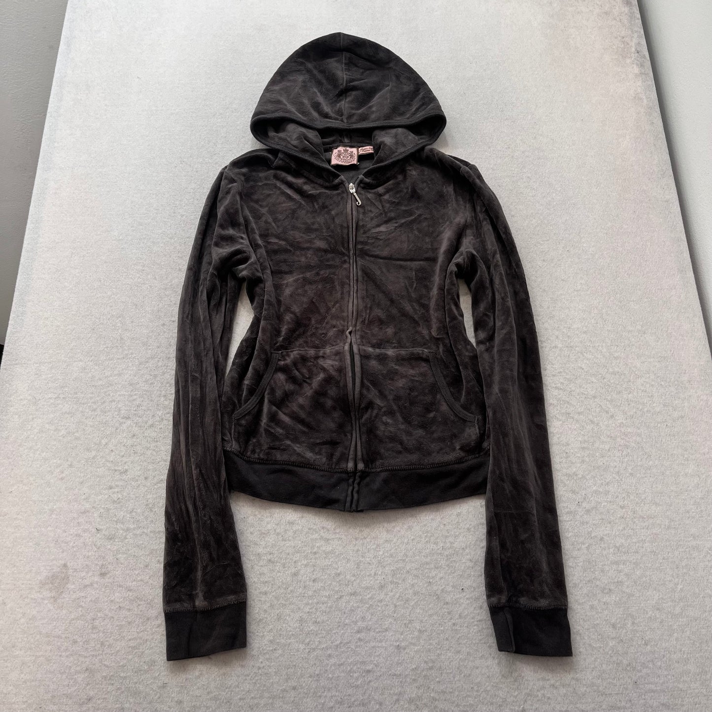 Juicy Couture Scottie Dogs Women's Charcoal Gray Velour Tracksuit Set Size M/L