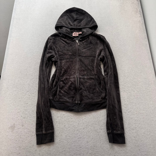 Juicy Couture Scottie Dogs Women's Charcoal Gray Velour Tracksuit Set Size M/L