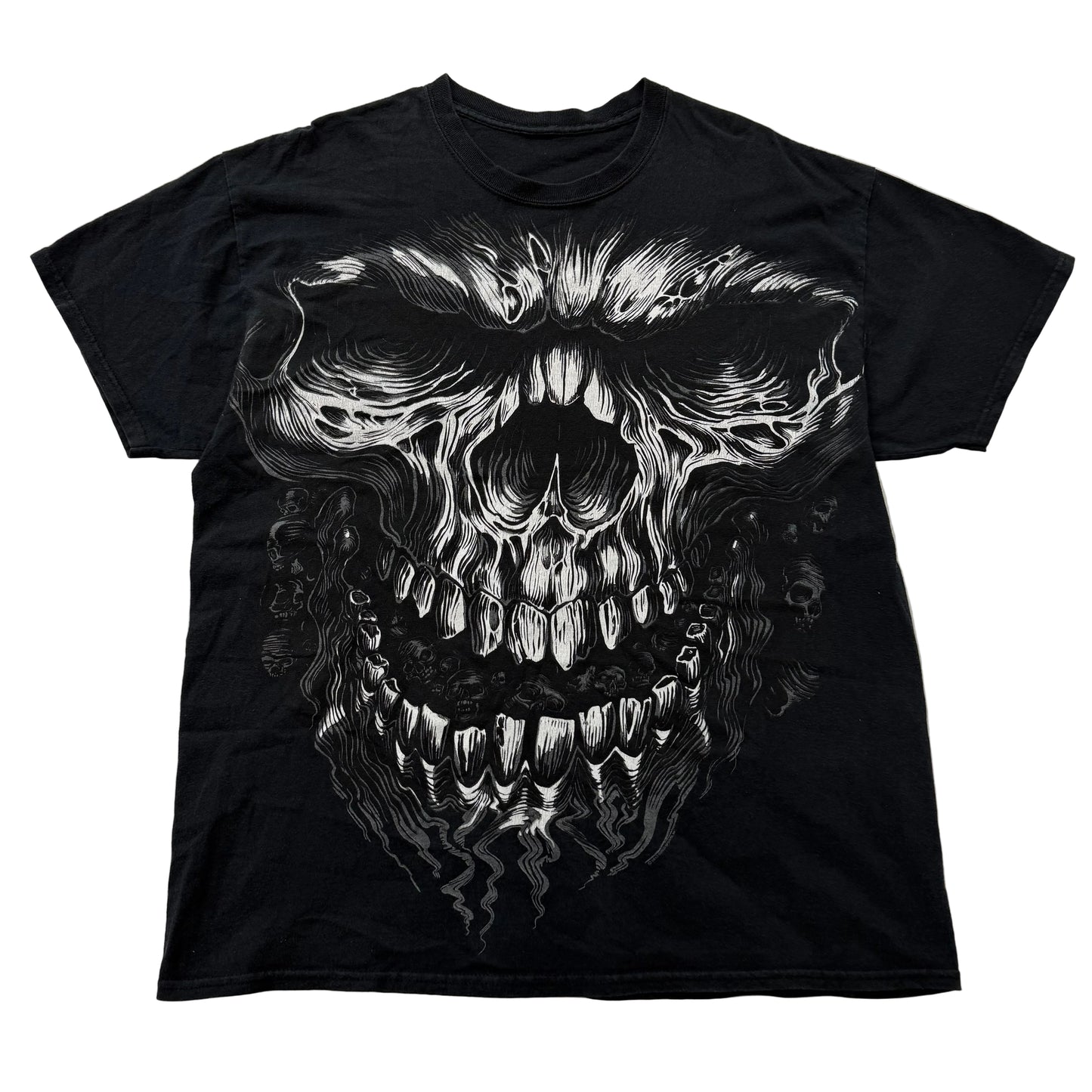 Hot Leathers Men's Black Cotton T-Shirt Shredder Skull Jumbo Print Size XL
