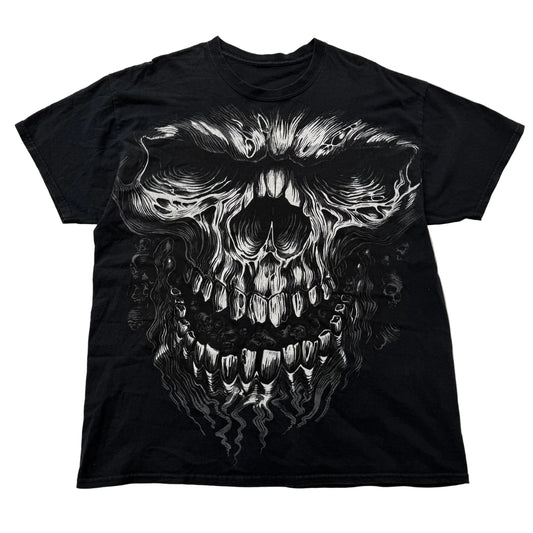 Hot Leathers Men's Black Cotton T-Shirt Shredder Skull Jumbo Print Size XL