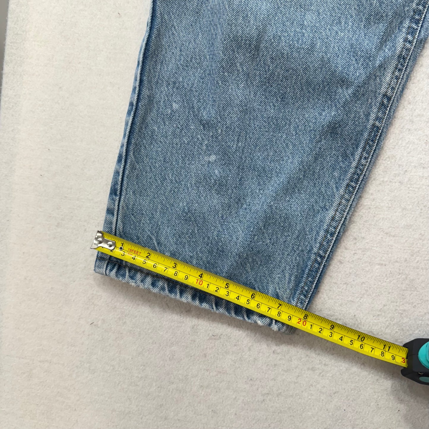 Carhartt Men's Light Wash Blue Denim Relaxed Fit Straight Leg Jeans Logo Size 36