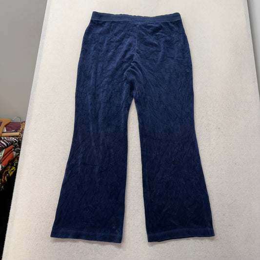 Juicy Couture Women's Midnight Navy Velour Flared Track Pants Loungewear Size M