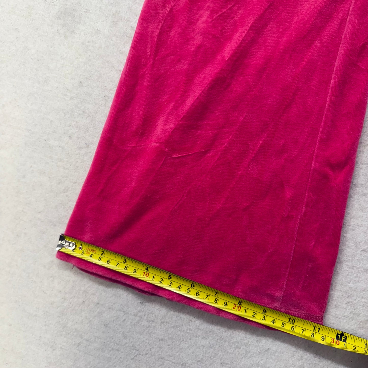 Vintage Juicy Couture Women Hot Pink Velour Flared Track Pant Flap Pocket Size L