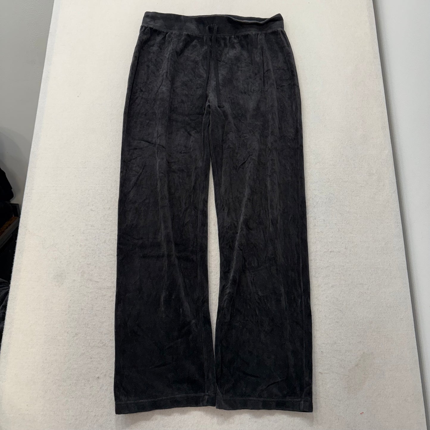 Juicy Couture Black Velour Tracksuit Set Zip Up Jacket & Flared Pants Y2K Size L