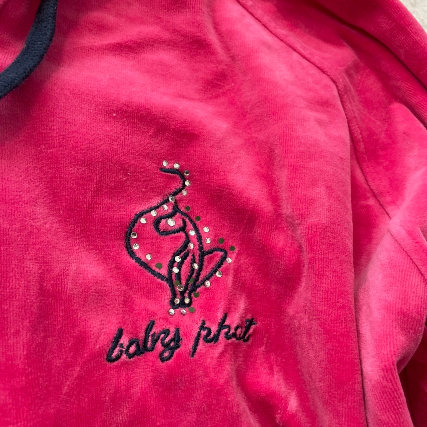 Baby Phat Women's Hot Pink Velour Zip-Up Hoodie Drawstrings Cat Logo Size 3XL