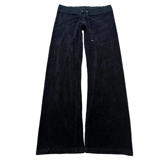 Juicy Couture Women's Navy Velour Flared Track Pant Drawstring Loungewear Size S