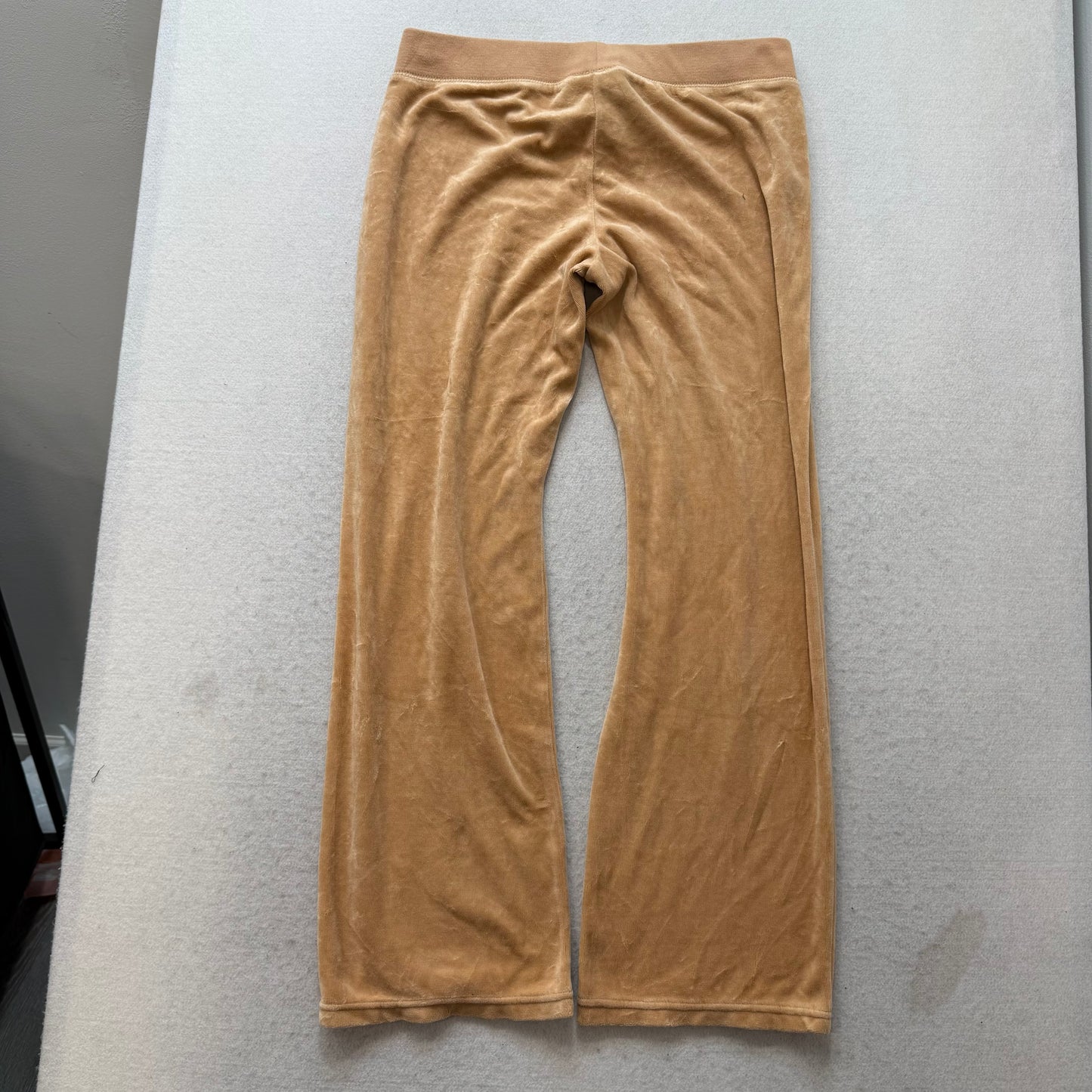 Juicy Couture Women's Camel Velour Flared Track Pant Loungewear Low Rise Size M