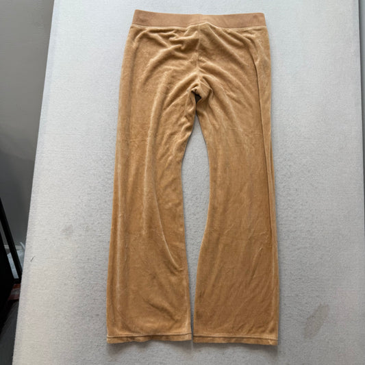 Juicy Couture Women's Camel Velour Flared Track Pant Loungewear Low Rise Size M