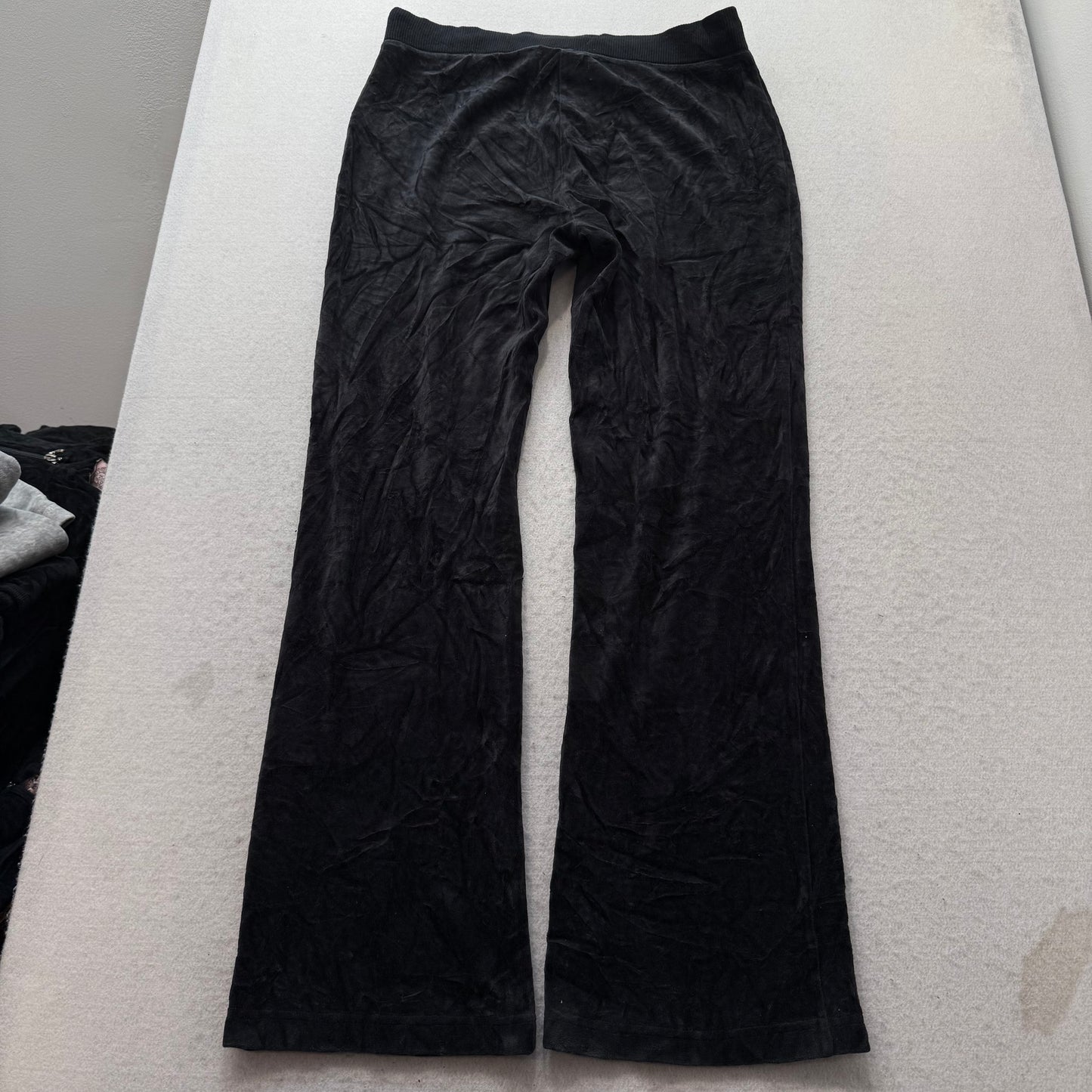 Juicy Couture Women's Jet Black Velour Tracksuit Set Hoodie & Flared Pant Size M