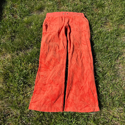 Juicy Couture Womens Coral Velour Flared Leg Track Pant Back Snap Pockets Size S