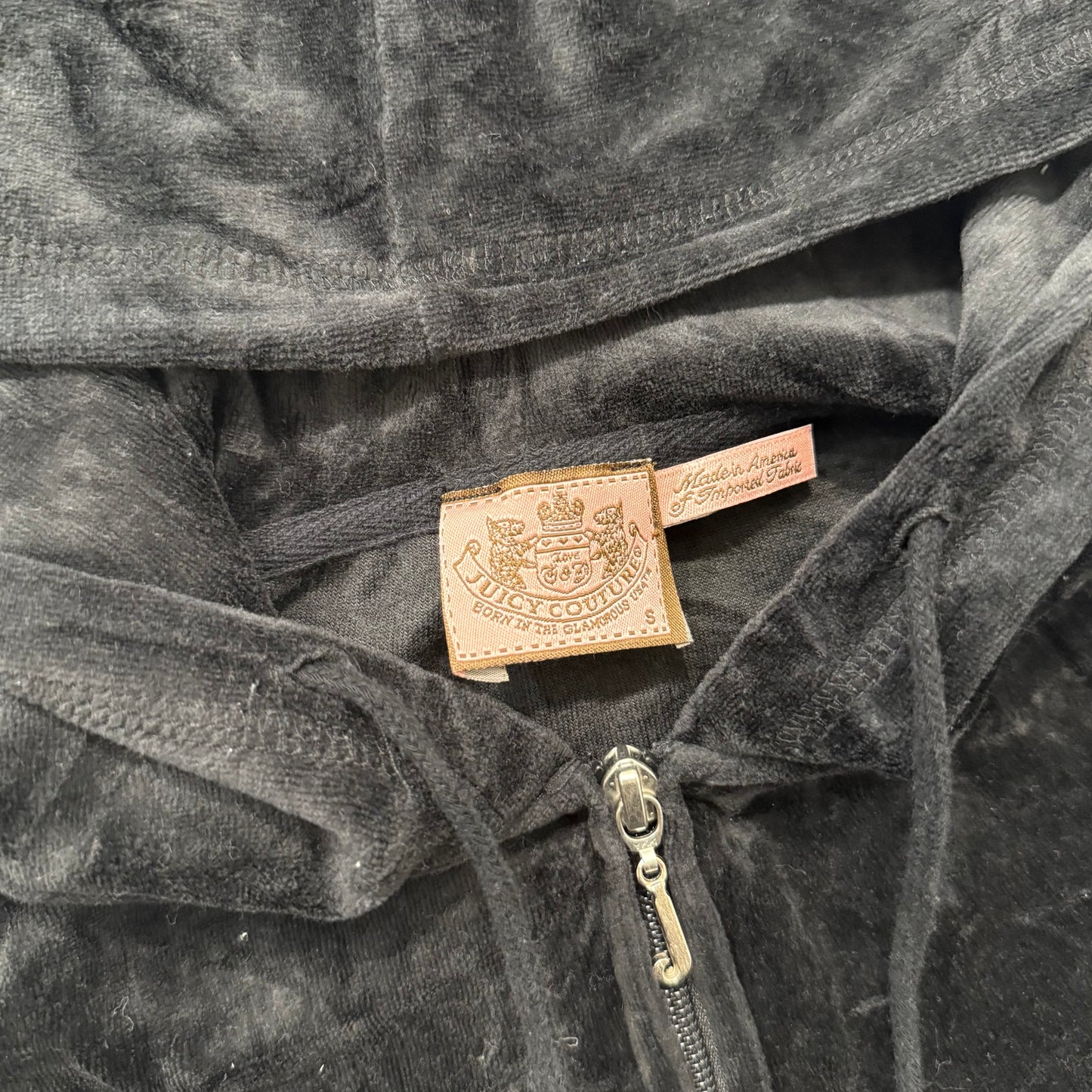 Vintage Juicy Couture “Scottie Dogs” Women's Black Velour Full Zip Hoodie Size S