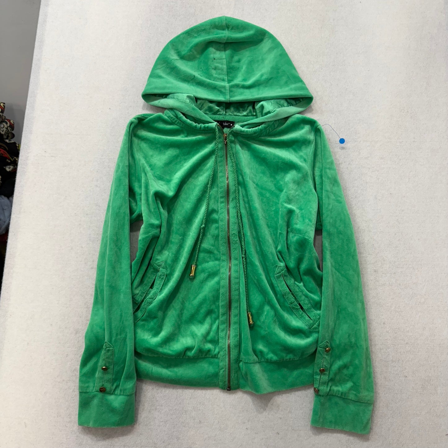 Baby Phat Women's Green Velour Zip-Up Hoodie Rhinestones Classic Fit Size 1X