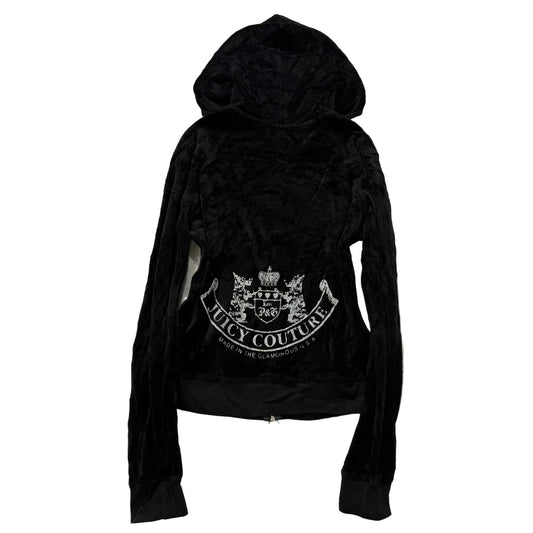 2003 Vintage Juicy Couture “Scottie Dog” Women Black Velour Zip Up Hoodie Size L