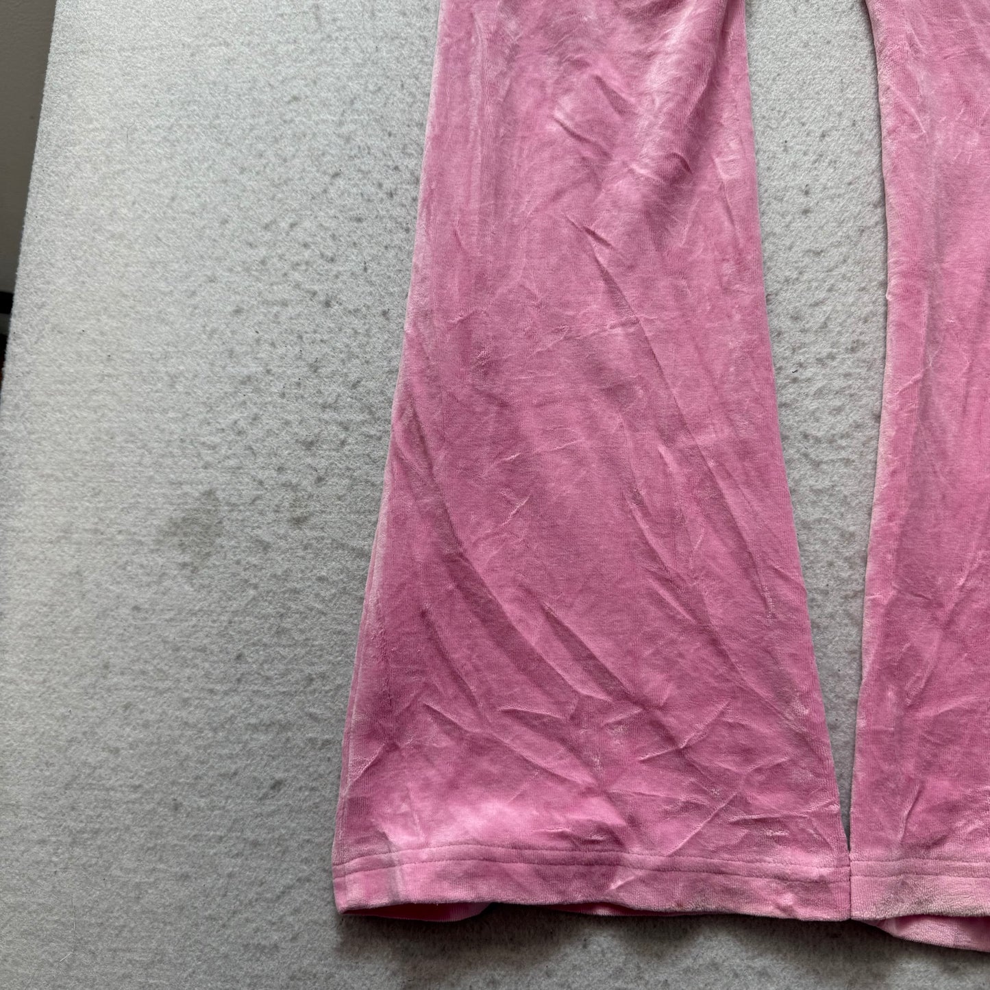 Vintage Juicy Couture Womens Pink Velour Flare Track Pant Pocket Dog Logo Size S