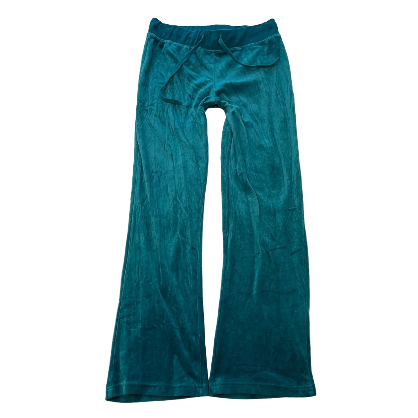Vintage Juicy Couture Womens Teal Velour Track Pant Loungewear Drawstring Size S