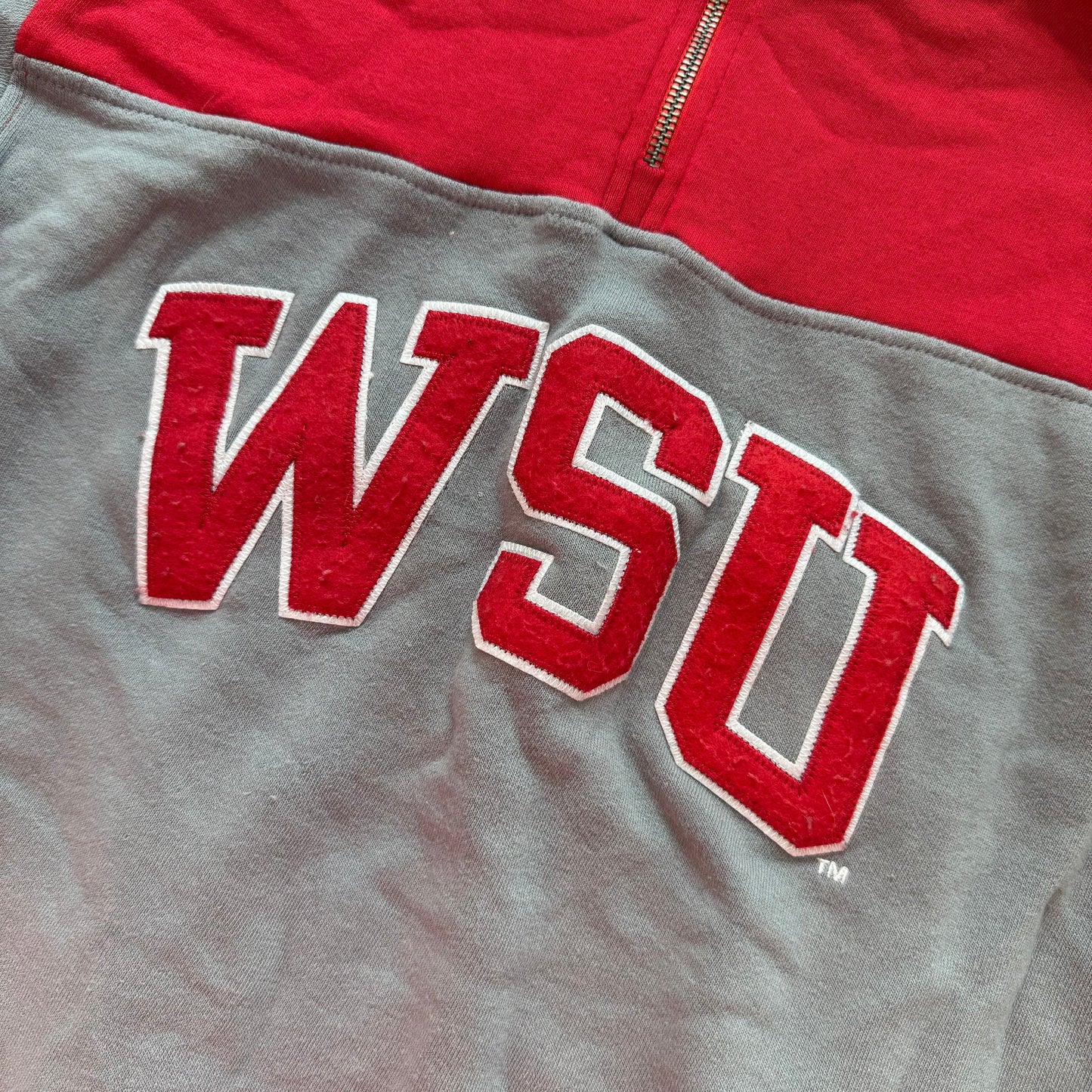 Pressbox Washington State University Women's Gray Red 1/4-Zip Sweatshirt Size S