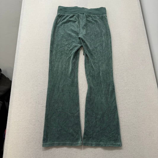 Juicy Couture Women's Sage Green Velour Flared Track Pant Loungewear Y2k Size M