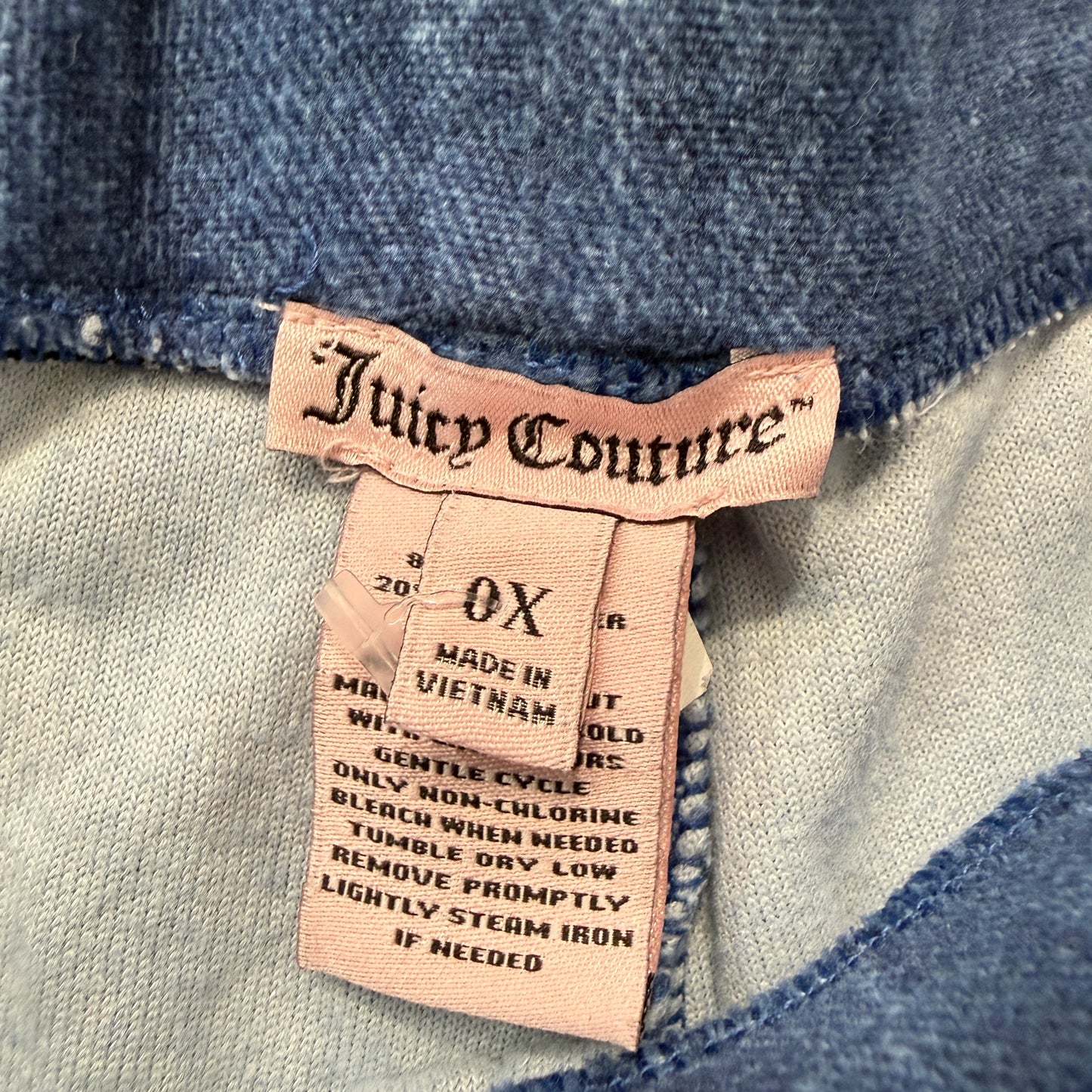 Juicy Couture Women's Blue Velour Joggers Drawstring Loungewear Casual Size 0X