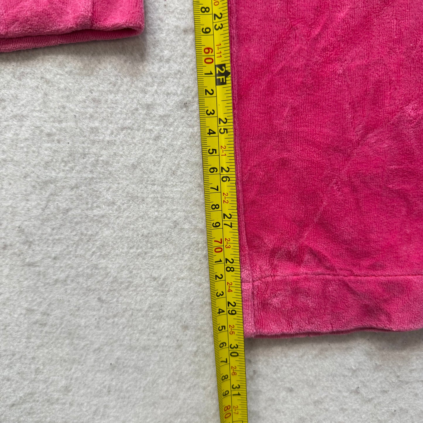 Vintage Juicy Couture Women's Hot Pink Velour Flared Track Pants Pockets Size L