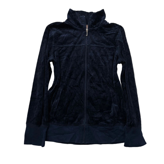 Vintage Juicy Couture Women's Navy Blue Velour Full Zip Track Jacket Y2k Size L