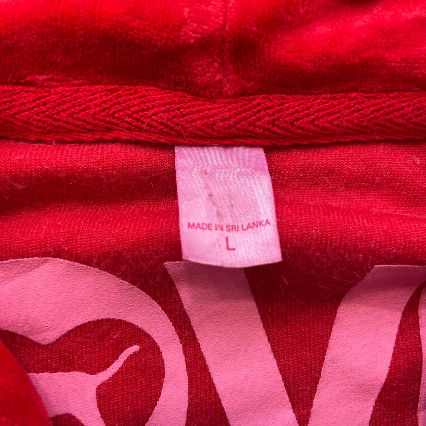PINK Victoria's Secret LOVE PINK Women's Dark Red Velour Full Zip Hoodie Size L