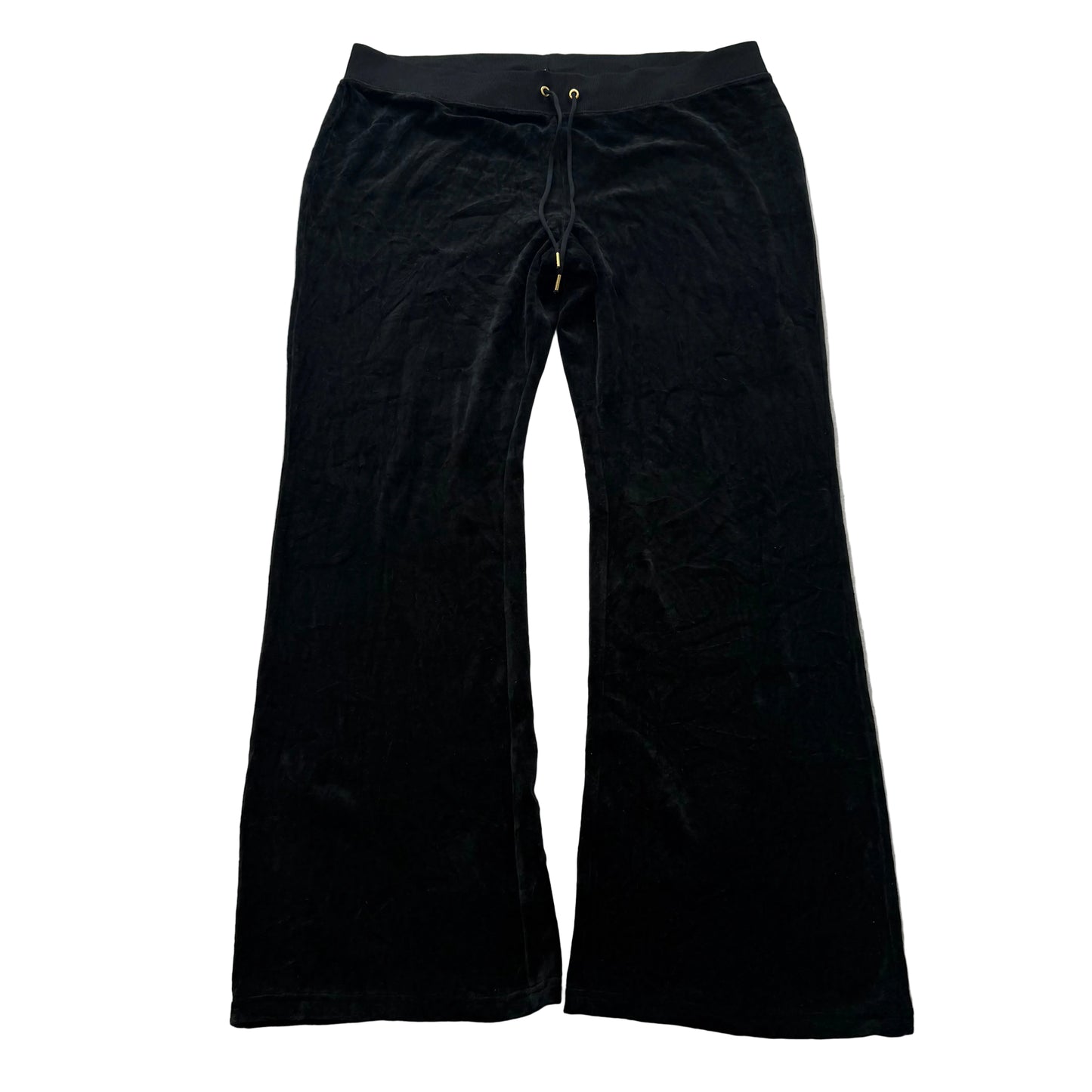 Juicy Couture Women's Black Velour Wide Leg Track Pant Loungewear Casual Size XL