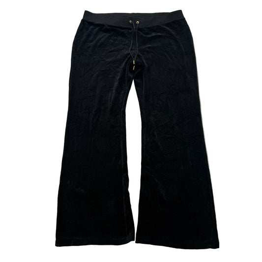 Juicy Couture Women's Black Velour Wide Leg Track Pant Loungewear Casual Size XL