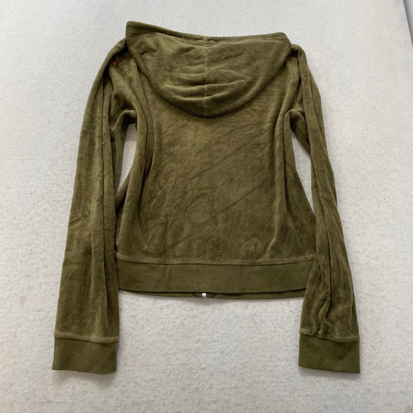 Vtg Juicy Couture Womens Olive Green Velour Tracksuit Set Hoodie & Pant Size L/S