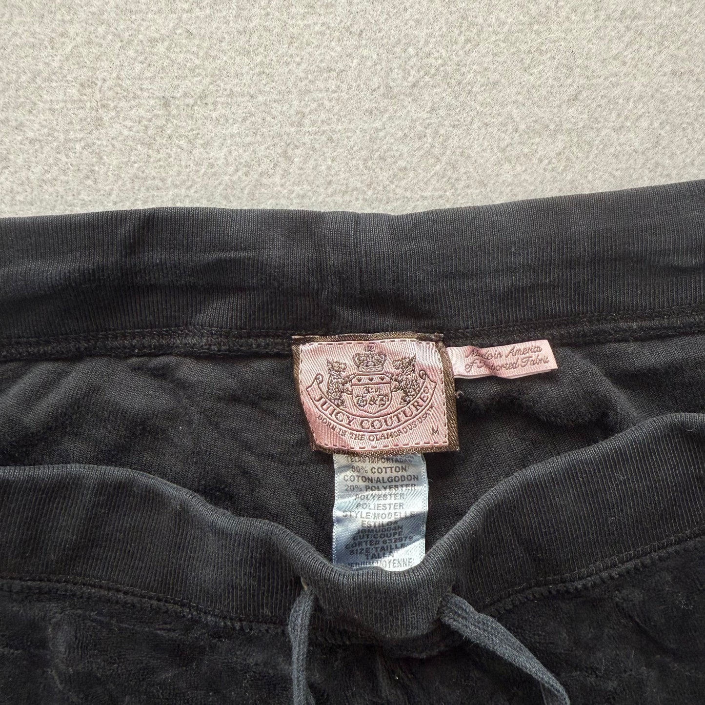 Juicy Couture Women Black Velour Flared Track Pants Drawstring Loungewear Size M