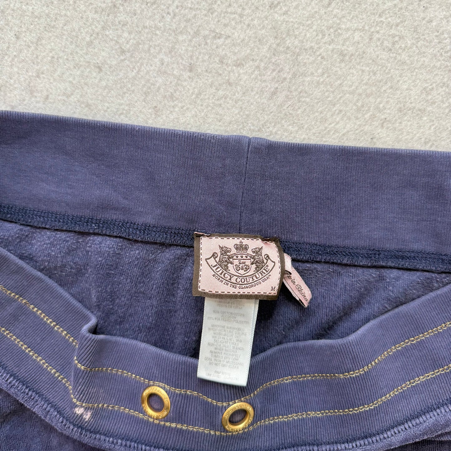 Juicy Couture Women's Deep Blue Velour Flare Leg Track Pant Graphic Logo Size M