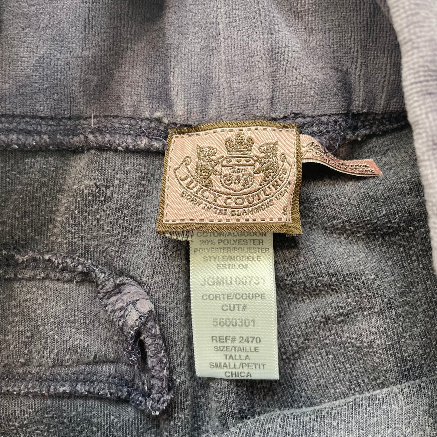 Vintage Juicy Couture Womens Purplish Gray Velour Flare Track Pant Pocket Size S