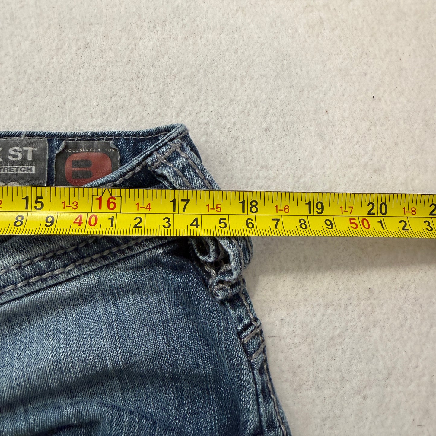 BKE Buckle Lucas-X ST Men's Blue Straight Fit Denim Jeans Stretch Logo Size W33
