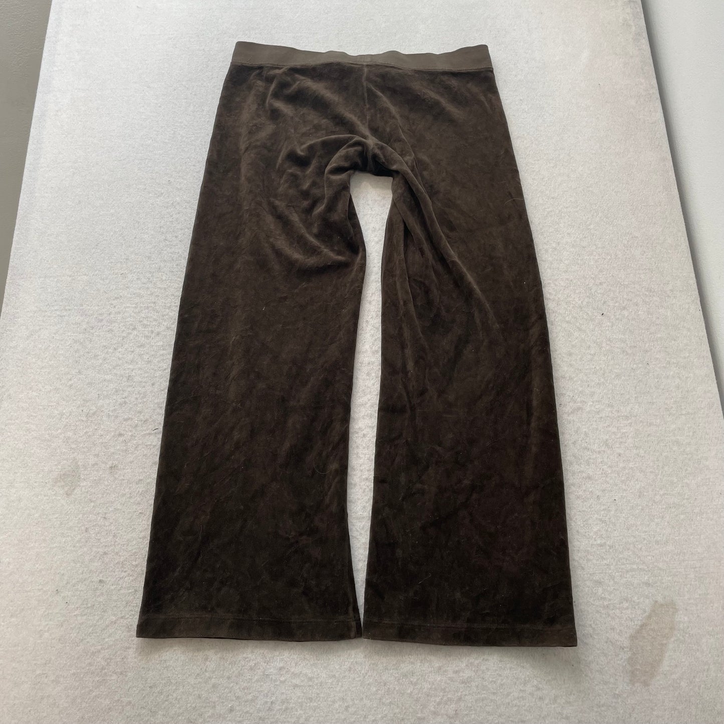 Vintage Juicy Couture Womens Dark Brown Velour Flared Leg Track Pant Logo Size S