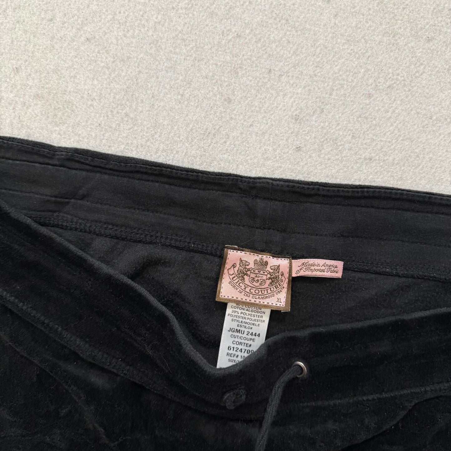 Vintage Juicy Couture Queen Couture Women's Black Velour Tracksuit Set Size L/XL