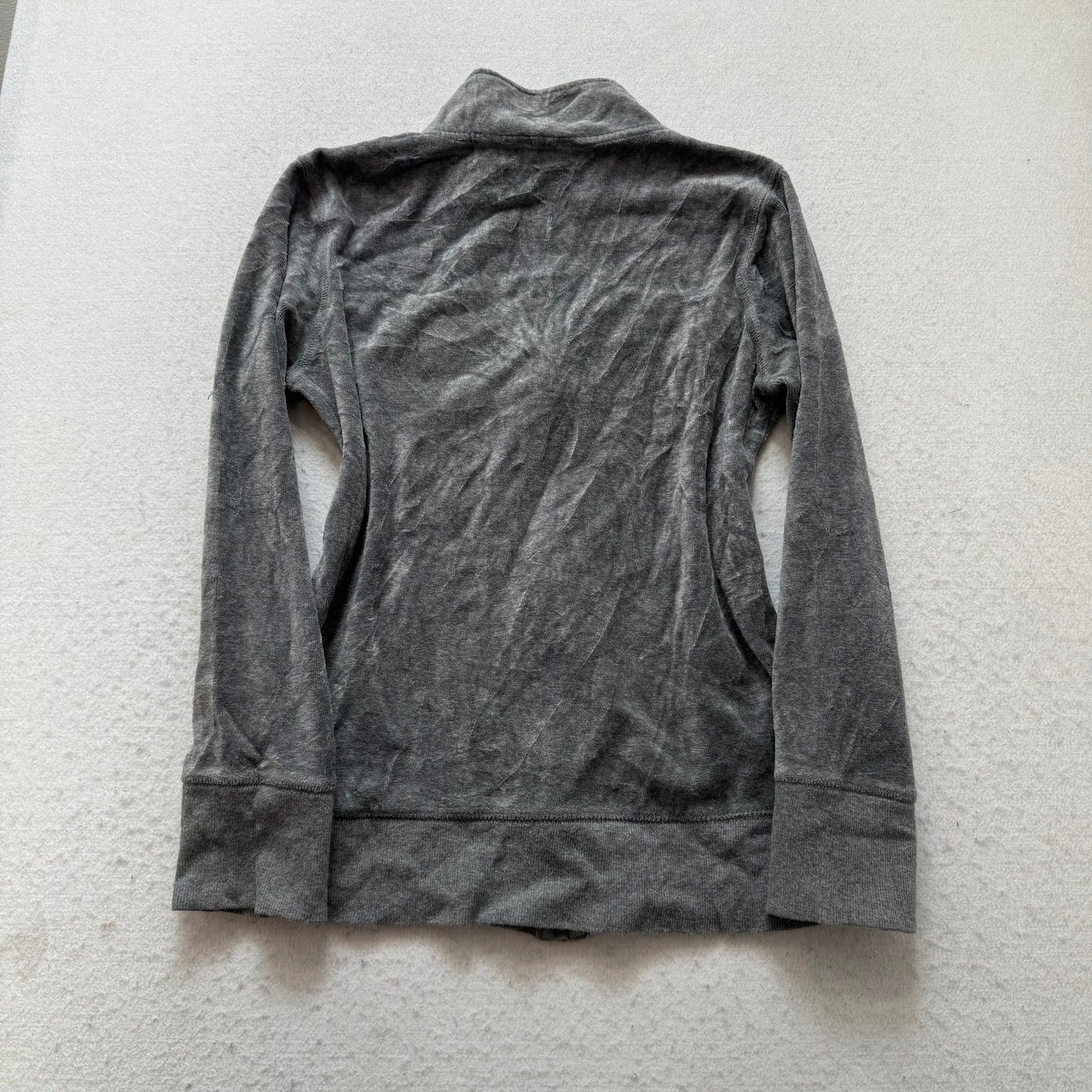 Vintage Juicy Couture Womens Deep Gray Velour Zip-Up Track Jacket Classic Size L
