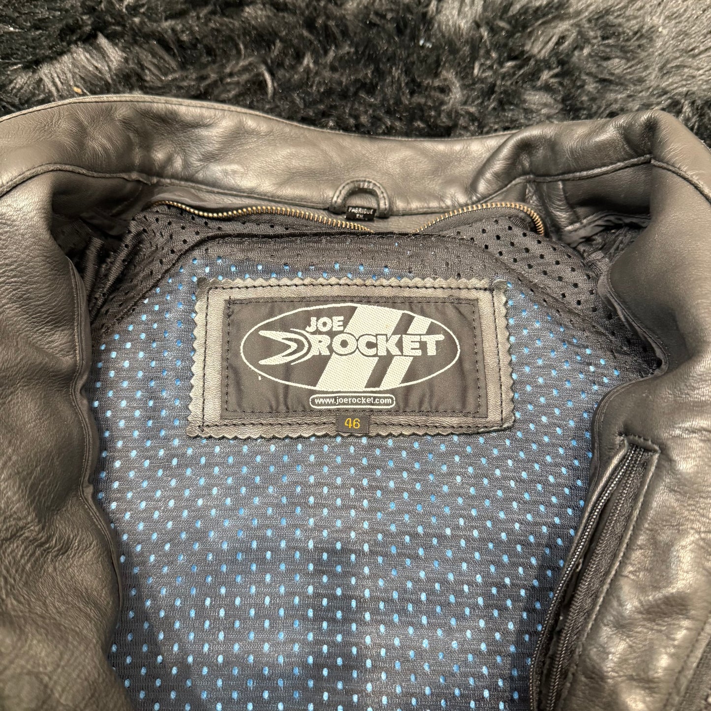 Joe Rocket Black Yellow Leather Motorcycle Jacket Racing Zip Front Size XL