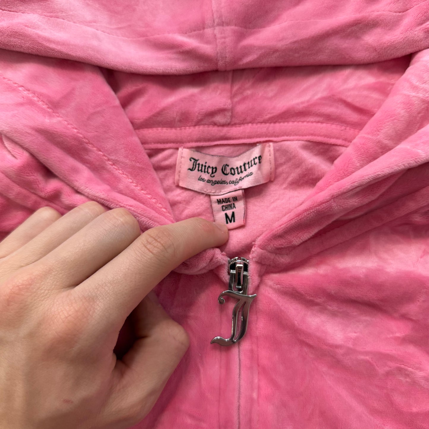 Juicy Couture Women's Pink Hoodie & Pants Tracksuit Set Rhinestones Logo Size M