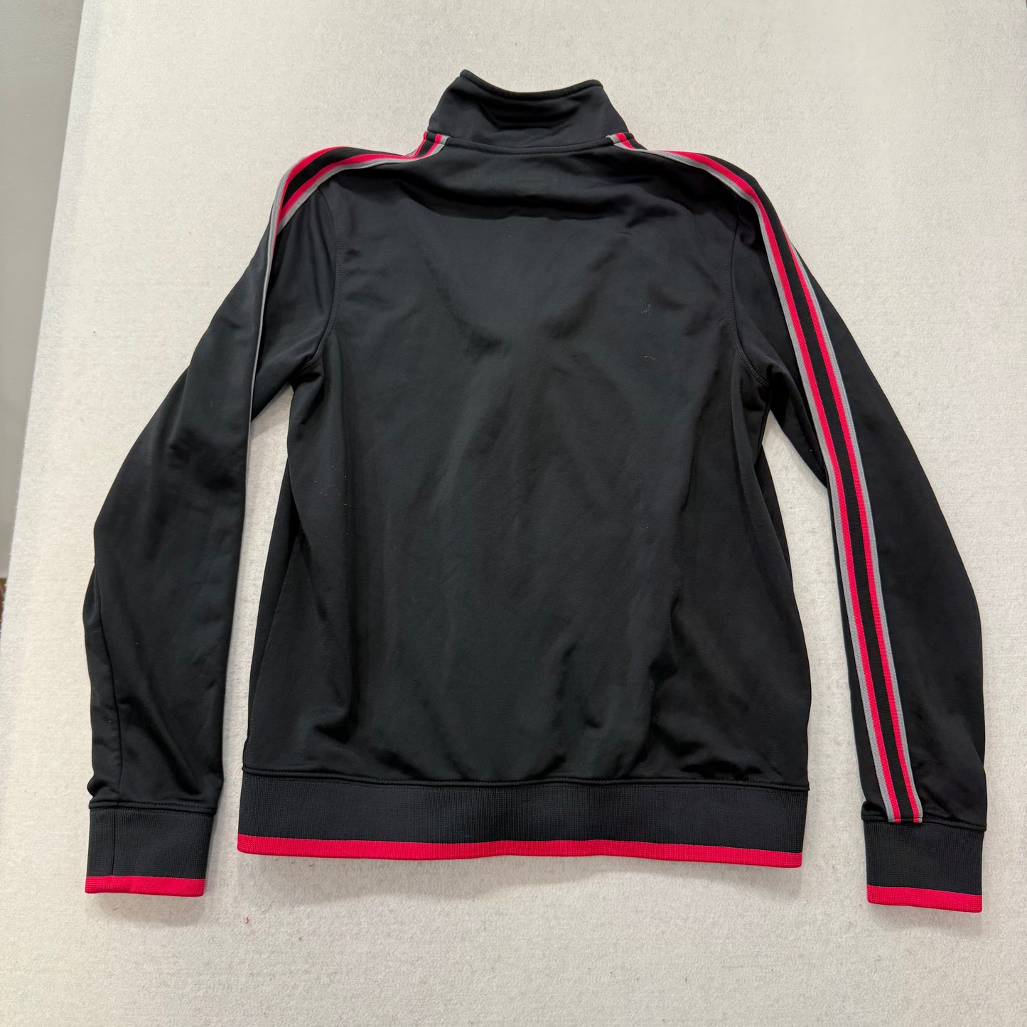 Nike Womens Black Full Zip Track Jacket Pink Gray Stripes Performance Y2k Size L