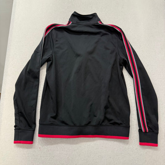 Nike Womens Black Full Zip Track Jacket Pink Gray Stripes Performance Y2k Size L