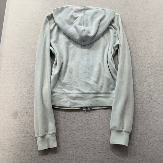 Vintage Juicy Couture Women's Light Mint Velour Zip-Up Hoodie Loungewear Size S
