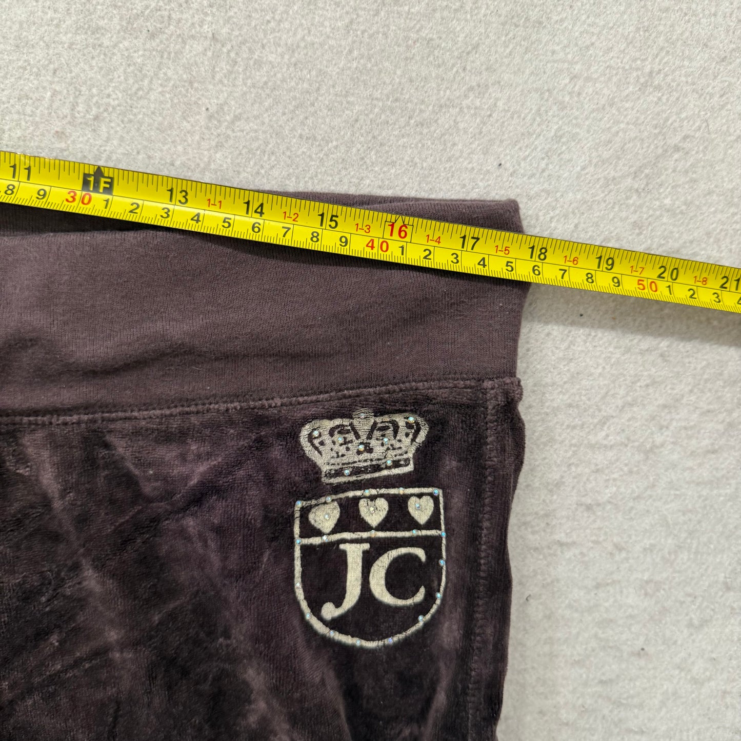 Juicy Couture Womens Dark Brown Velour Tracksuit Set Hoodie & Pant Logo Size M/L