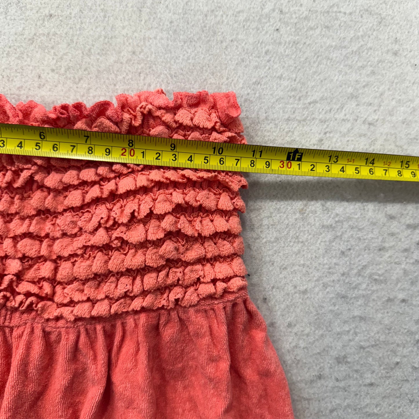 Vintage Juicy Couture Coral Terry Cloth Smocked Tube Dress Shoulder Strap Size S