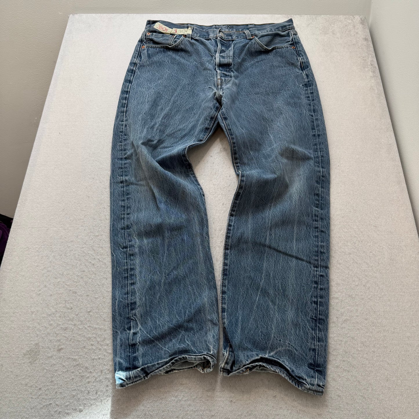 Levi's 501 Classic Original Fit Men's Blue Denim Jeans Button Fly Size 38x34