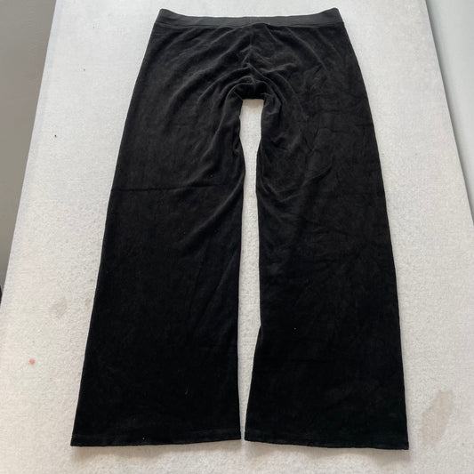 Juicy Couture Women's Jet Black Velour Flared Leg Track Pants Drawstring Size XL